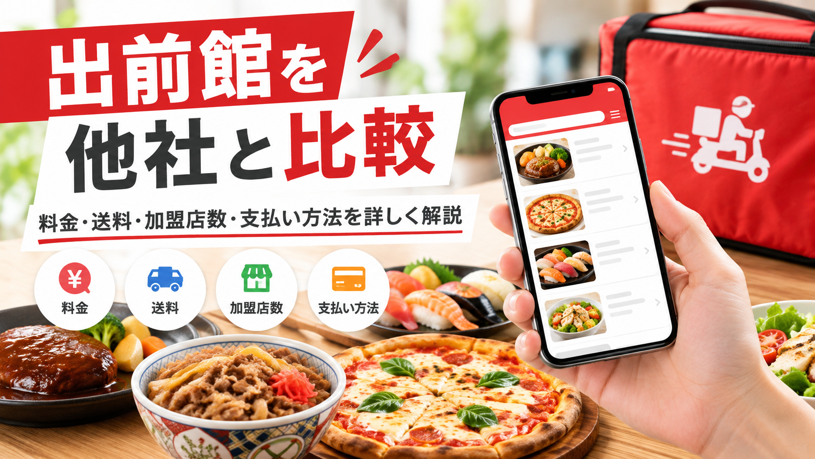 出前館を他社と比較|料金・送料・加盟店数・支払い方法を詳しく解説